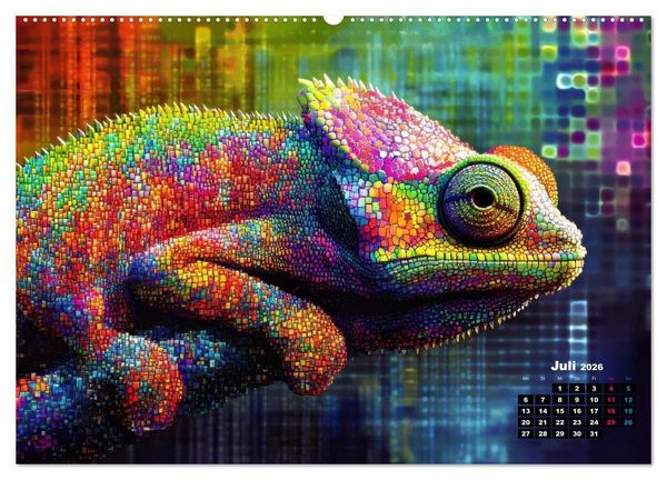 Produktbild: Cham&auml;leon Artwork (Wandkalender 2026 DIN A2 quer), CALVENDO Monatskalender