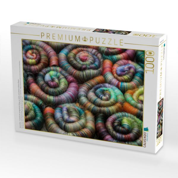 Produktbild: CALVENDO Puzzle Spinnfutter - Kunterbunte handgedrehte Rolags aus Wolle und anderen sch&ouml;nen Fasern | 1000 Teile Lege-Gr&ouml;&szlig;e 64x48cm Foto-Puzzle f&uuml;r gl&uuml;ckliche Stunden