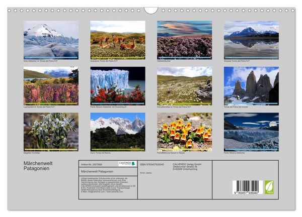 Produktbild: M&auml;rchenwelt Patagonien (Wandkalender 2026 DIN A3 quer), CALVENDO Monatskalender