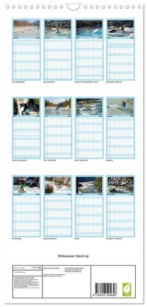 Produktbild: Familienplaner 2026 - Wildwasser Stand up mit 5 Spalten (Wandkalender, 21 x 45 cm) CALVENDO