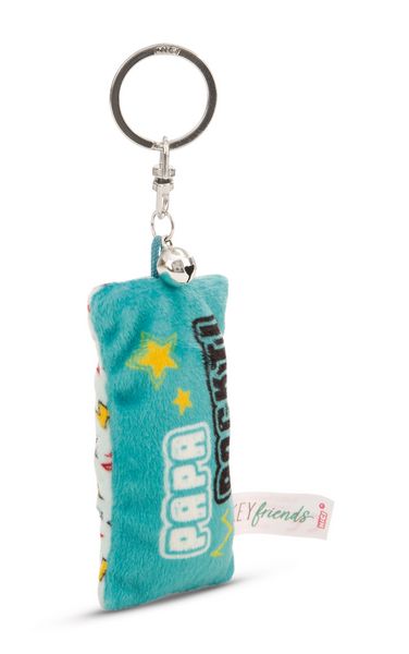 Produktbild: Schl&uuml;sselanh&auml;nger Mini Pl&uuml;schkissen Papa rockt! 8cm m. Gl&ouml;ckchen an Header Karte