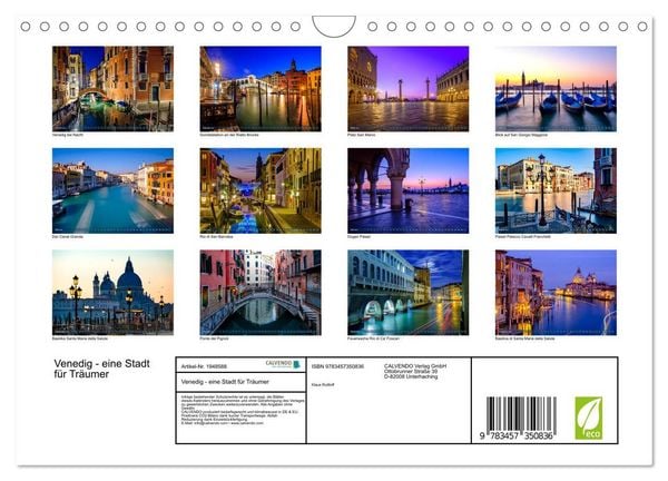 Produktbild: Venedig - eine Stadt f&uuml;r Tr&auml;umer (Wandkalender 2026 DIN A4 quer), CALVENDO Monatskalender