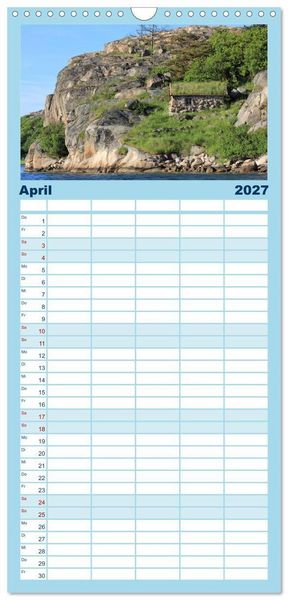 Produktbild: Familienplaner 2027 - Unterwegs in Schweden mit 5 Spalten (Wandkalender, 21 x 45 cm) CALVENDO