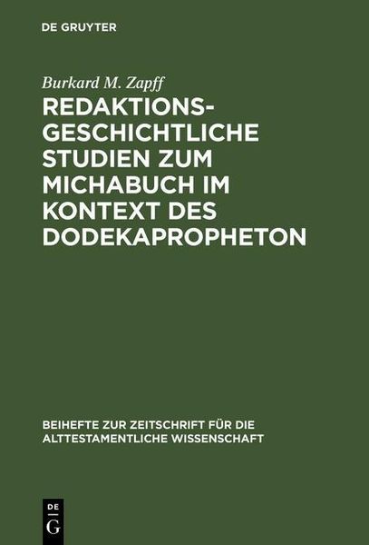 Produktbild: Redaktionsgeschichtliche Studien zum Michabuch im Kontext des Dodekapropheton