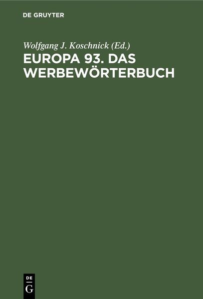 Produktbild: Europa 93. Das Werbew&ouml;rterbuch