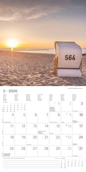 Produktbild: Seeblick 2026 - Broschürenkalender 30x30 cm (30x60 geöffnet) - Kalender mit Platz für Notizen - Sea View - Bildkalender - Wandplaner - Wandkalender