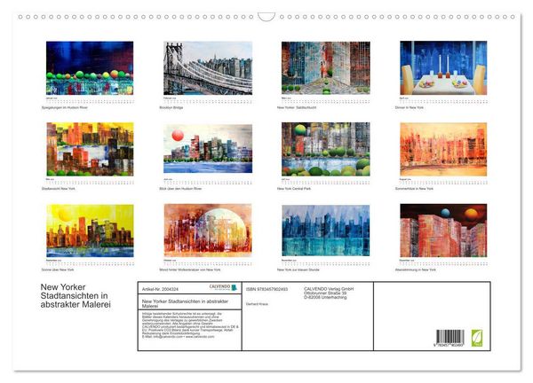 Produktbild: New Yorker Stadtansichten in abstrakter Malerei (Wandkalender 2026 DIN A2 quer), CALVENDO Monatskalender