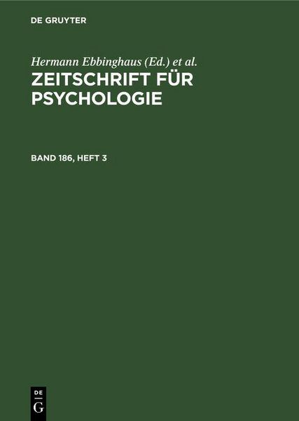 Produktbild: Zeitschrift f&uuml;r Psychologie. Band 186, Heft 3