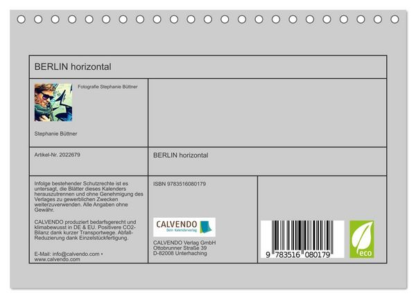 Produktbild: BERLIN horizontal (Tischkalender 2026 DIN A5 quer), CALVENDO Monatskalender