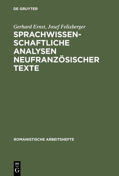 Produktbild: Sprachwissenschaftliche Analysen neufranz&ouml;sischer Texte