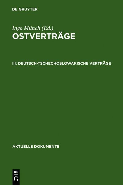Produktbild: Ostvertr&auml;ge / Deutsch-tschechoslowakische Vertr&auml;ge