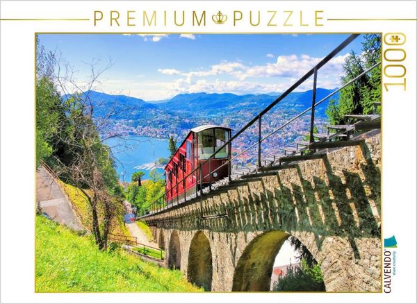 Produktbild: CALVENDO Puzzle Standseilbahn auf den Monte Br&egrave; | 1000 Teile Lege-Gr&ouml;&szlig;e 64x48cm Foto-Puzzle f&uuml;r gl&uuml;ckliche Stunden