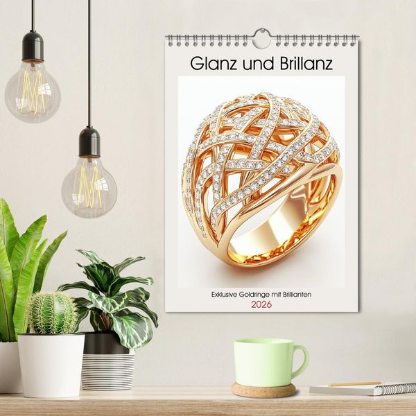 Produktbild: Glanz und Brillanz. Exklusive Goldringe mit Brillianten (Wandkalender 2026 DIN A4 hoch), CALVENDO Monatskalender
