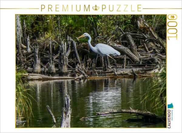 CALVENDO Puzzle Silberreiher | 1000 Teile Lege-Größe 64x48cm Foto-Puzzle für glückliche Stunden