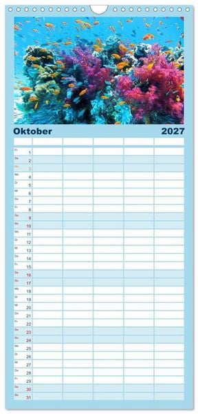 Produktbild: Familienplaner 2027 - Abenteuer Riff - bunte Unterwasserwelt mit 5 Spalten (Wandkalender, 21 x 45 cm) CALVENDO