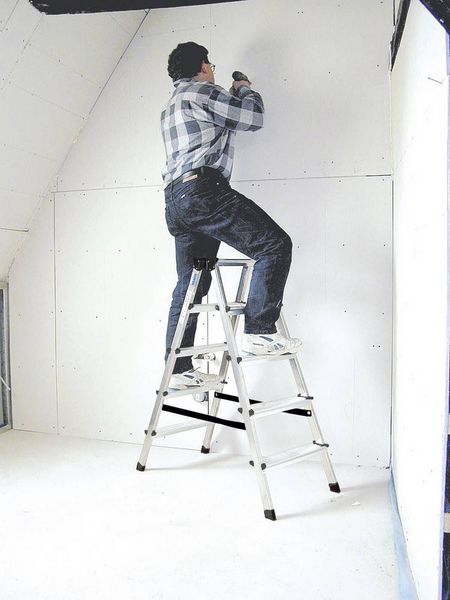 Produktbild: Krause 120328 Aluminium Stufen-Doppelleiter Arbeitsh&ouml;he (max.): 2.20 m Silber DIN EN 131 2.4 kg