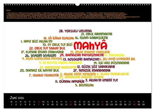 Produktbild: Sprachkalender T&uuml;rkisch-Deutsch (hochwertiger Premium Wandkalender 2026 DIN A2 quer), Kunstdruck in Hochglanz