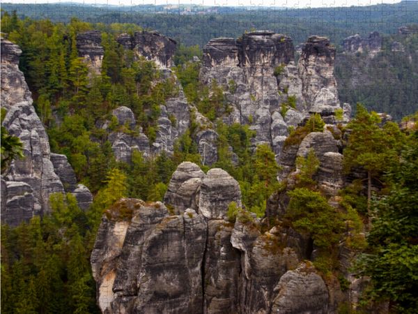 Produktbild: CALVENDO Puzzle Blick vom Basteifelsen | 1000 Teile Lege-Gr&ouml;&szlig;e 64x48cm Foto-Puzzle f&uuml;r gl&uuml;ckliche Stunden
