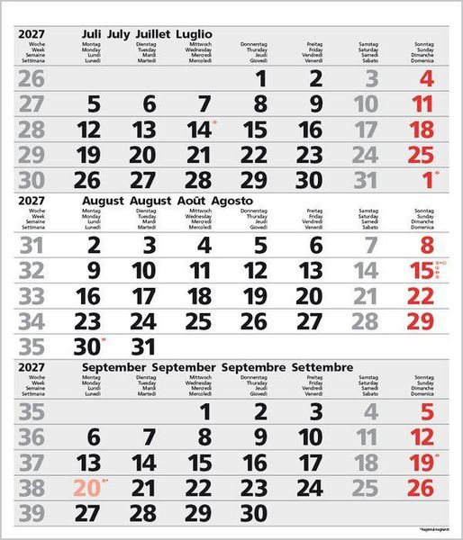 Produktbild: 3-Monats-Planer Comfort Grau 2027