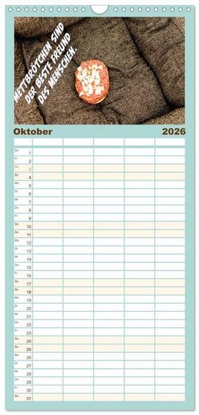 Produktbild: Familienplaner 2026 - Mettkalender - Spread some more Mett mit 5 Spalten (Wandkalender, 21 x 45 cm) CALVENDO