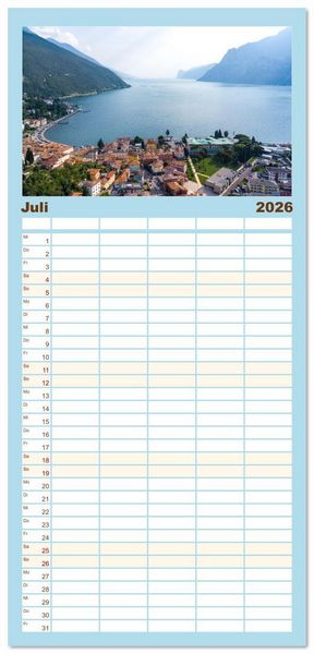 Produktbild: Familienplaner 2026 - Nago-Torbole, der sch&ouml;ne Norden vom Gardasee mit 5 Spalten (Wandkalender, 21 x 45 cm) CALVENDO