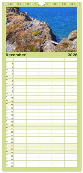 Produktbild: Familienplaner 2026 - Cornwall mit 5 Spalten (Wandkalender, 21 x 45 cm) CALVENDO