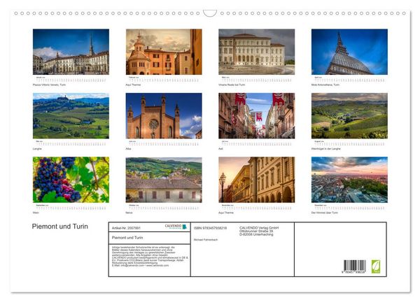 Produktbild: Piemont und Turin (Wandkalender 2026 DIN A2 quer), CALVENDO Monatskalender