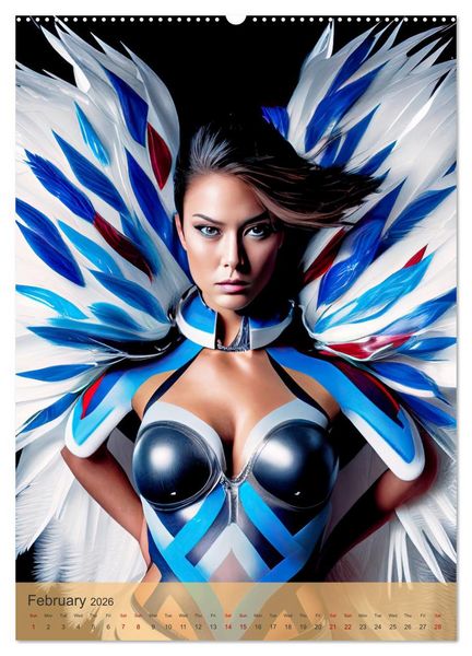 Produktbild: American beauties in a feather style (High Quality Premium Wall Calendar 2026 DIN A2 portrait),CALVENDO 12 Month Wall Calendar