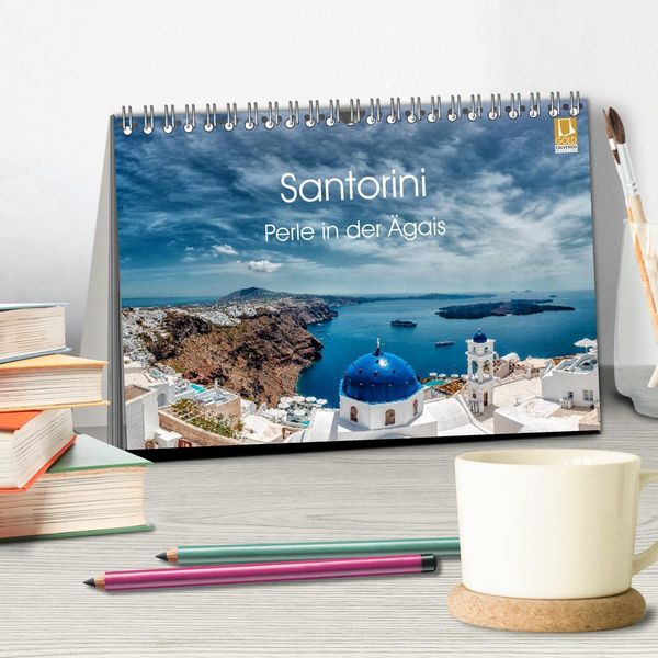 Produktbild: Santorini - Perle in der &Auml;gais (Tischkalender 2026 DIN A5 quer), CALVENDO Monatskalender