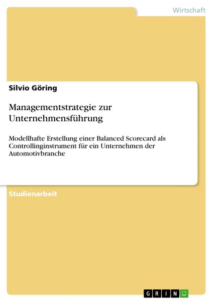 Produktbild: Managementstrategie zur Unternehmensf&uuml;hrung