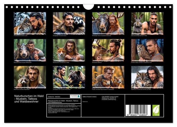 Produktbild: Naturburschen im Wald - Muskeln, Tattoos und Waldbewohner (Wandkalender 2026 DIN A4 quer), CALVENDO Monatskalender