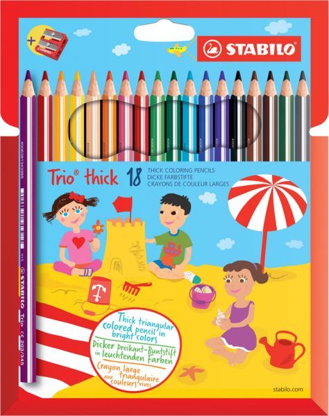 Produktbild: STABILO Dreikant-Buntstift - Trio dick - 18er Pack - mit 18 verschiedenen Farben und Spitzer