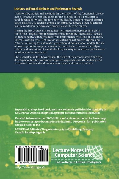 Produktbild: Lectures on Formal Methods and Performance Analysis