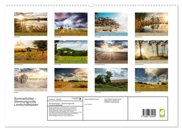 Produktbild: Sommerlichter - Stimmungsvolle Landschaftsbilder (hochwertiger Premium Wandkalender 2026 DIN A2 quer), Kunstdruck in Hochglanz