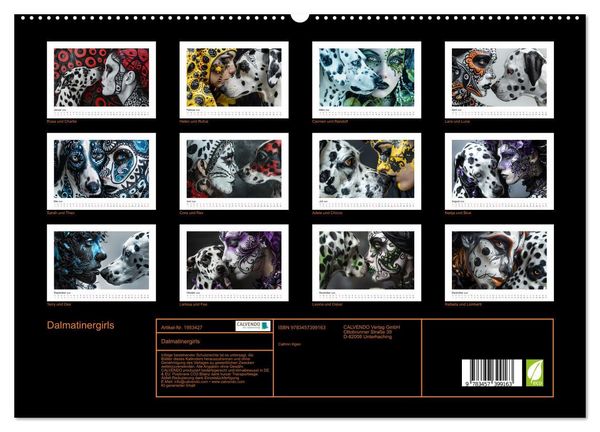 Produktbild: Dalmatinergirls (hochwertiger Premium Wandkalender 2026 DIN A2 quer), Kunstdruck in Hochglanz