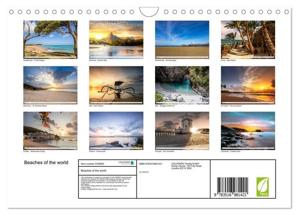 Produktbild: Beaches of the world (Wall Calendar 2027 DIN A4 landscape), CALVENDO 12 Month Wall Calendar