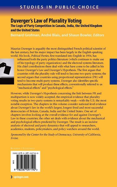 Produktbild: Duverger's Law of Plurality Voting