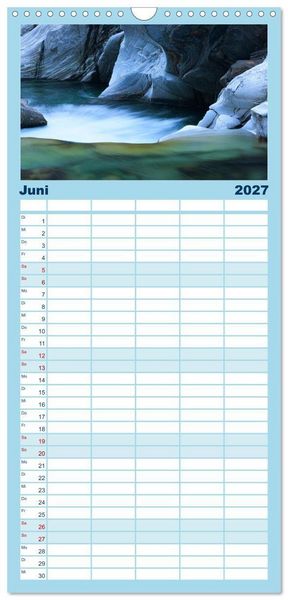 Produktbild: Familienplaner 2027 - Farben und Formen der Verzasca mit 5 Spalten (Wandkalender, 21 x 45 cm) CALVENDO