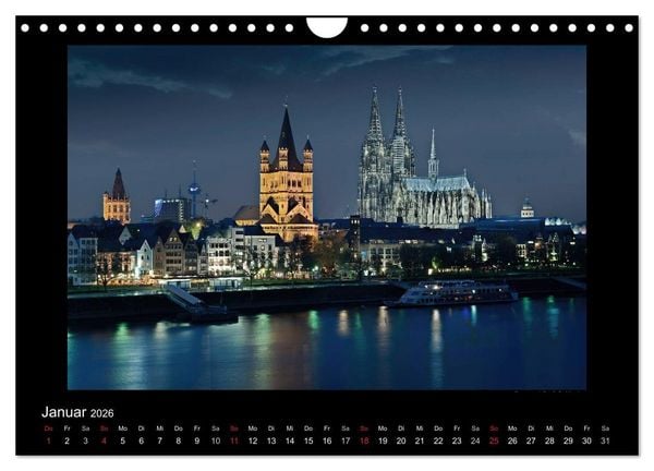 Produktbild: K&ouml;ln &ndash; Nachts 2026 (Wandkalender 2026 DIN A4 quer), CALVENDO Monatskalender