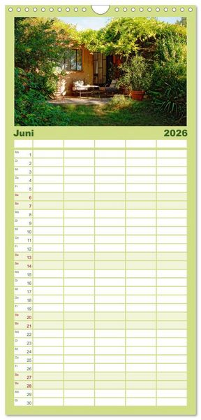 Produktbild: Familienplaner 2026 - Mediterraner Seelenfrieden mit 5 Spalten (Wandkalender, 21 x 45 cm) CALVENDO