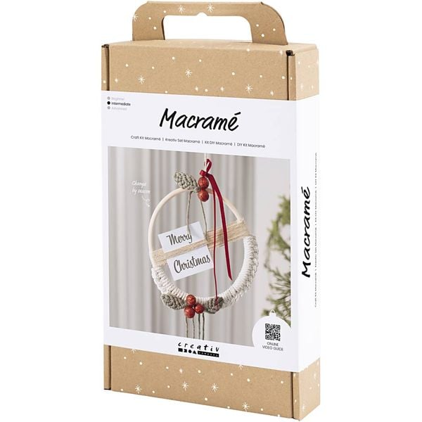 Produktbild: Creativ Company Kreativ Set Macram&eacute;, Makramee Adventskranz, Moosgr&uuml;n, Weihnachtsrot, Naturwei&szlig;