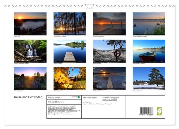 Produktbild: Reiseland Schweden (Wandkalender 2026 DIN A3 quer), CALVENDO Monatskalender