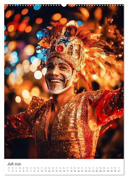 Produktbild: Tanzende Farben - Rio de Janeiro im Takt des Karnevals (hochwertiger Premium Wandkalender 2026 DIN A2 hoch), Kunstdruck in Hochglanz