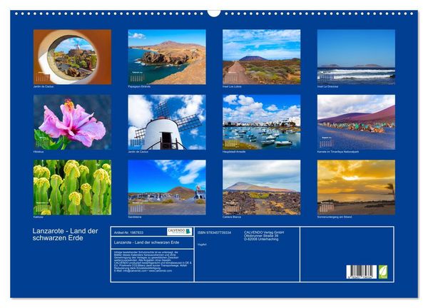 Produktbild: Lanzarote - Land der schwarzen Erde (Wandkalender 2026 DIN A2 quer), CALVENDO Monatskalender
