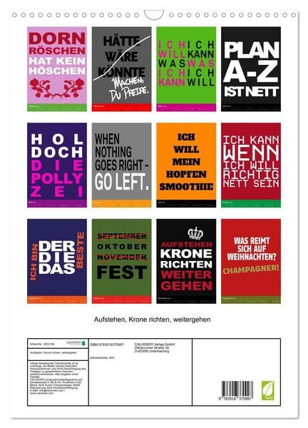 Produktbild: Aufstehen, Krone richten, weitergehen (Wandkalender 2026 DIN A3 hoch), CALVENDO Monatskalender
