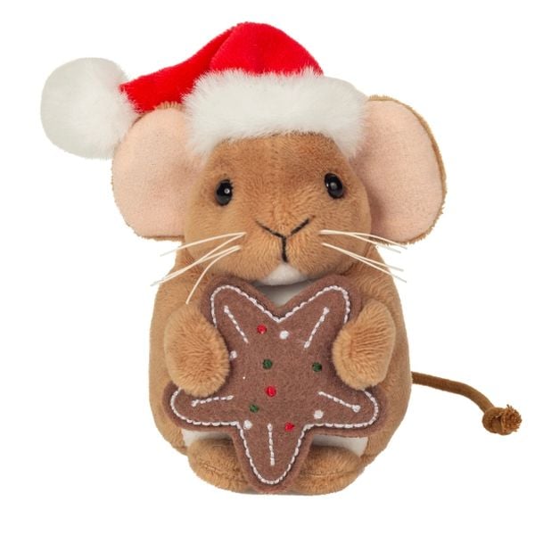 Produktbild: Teddy Hermann 946151 - Weihnachtsmaus mit Keks, 11 cm, Pl&uuml;schtier