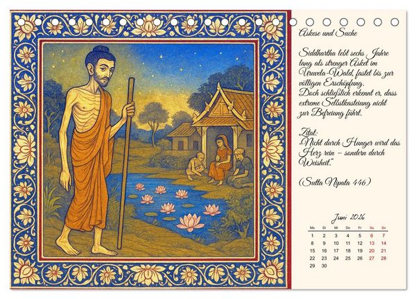 Produktbild: Siddhartas Pfad zum Buddha (Tischkalender 2026 DIN A5 quer), CALVENDO Monatskalender