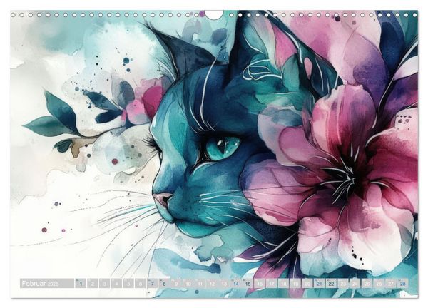 Produktbild: Katzensymphonie in Aquarell (Wandkalender 2026 DIN A3 quer), CALVENDO Monatskalender