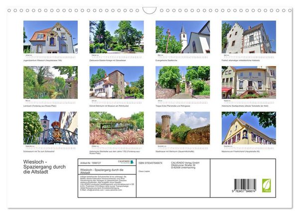 Produktbild: Wiesloch - Spaziergang durch die Altstadt (Wandkalender 2026 DIN A3 quer), CALVENDO Monatskalender