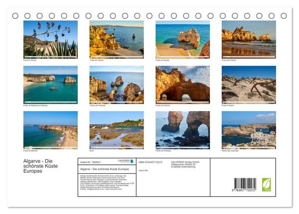 Produktbild: Algarve - Die sch&ouml;nste K&uuml;ste Europas (Tischkalender 2026 DIN A5 quer), CALVENDO Monatskalender